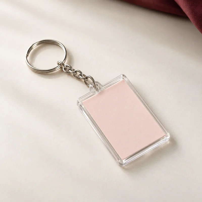 Blank acrylic photo-insert keychain — AI-generated visual reference